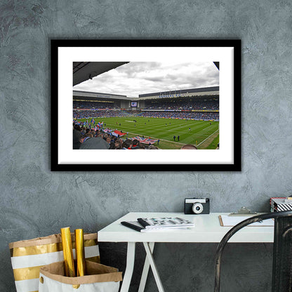 Ibrox Stadium, Stadium Canvas, Sport Art, Gift for him, White Border Framed Art Print Wall Decor