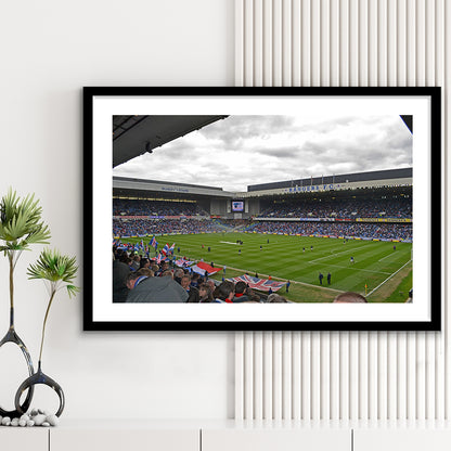 Ibrox Stadium, Stadium Canvas, Sport Art, Gift for him, White Border Framed Art Print Wall Decor