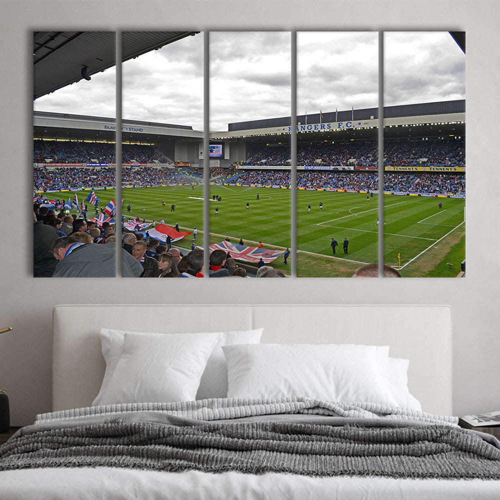 Ibrox Stadium, Stadium Canvas, Sport Art, 5 Panel B, Extra Large Canvas, Canvas Print Wall Art