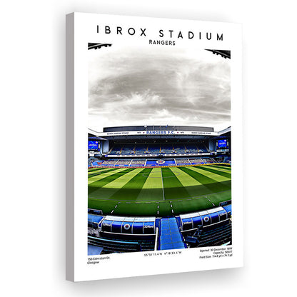 Ibrox Stadium, Rangers Football Wall Art, Scottish Football Print, Canvas Prints Wall Art, Man Cave Decor