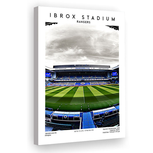 Ibrox Stadium, Rangers Football Wall Art, Scottish Football Print, Canvas Prints Wall Art, Man Cave Decor