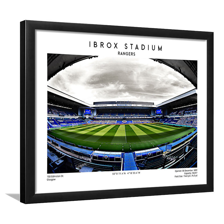 Ibrox Stadium, Rangers Football Wall Art, Scottish Football Print 1, Sport Art Print, Framed Art Print Wall Decor