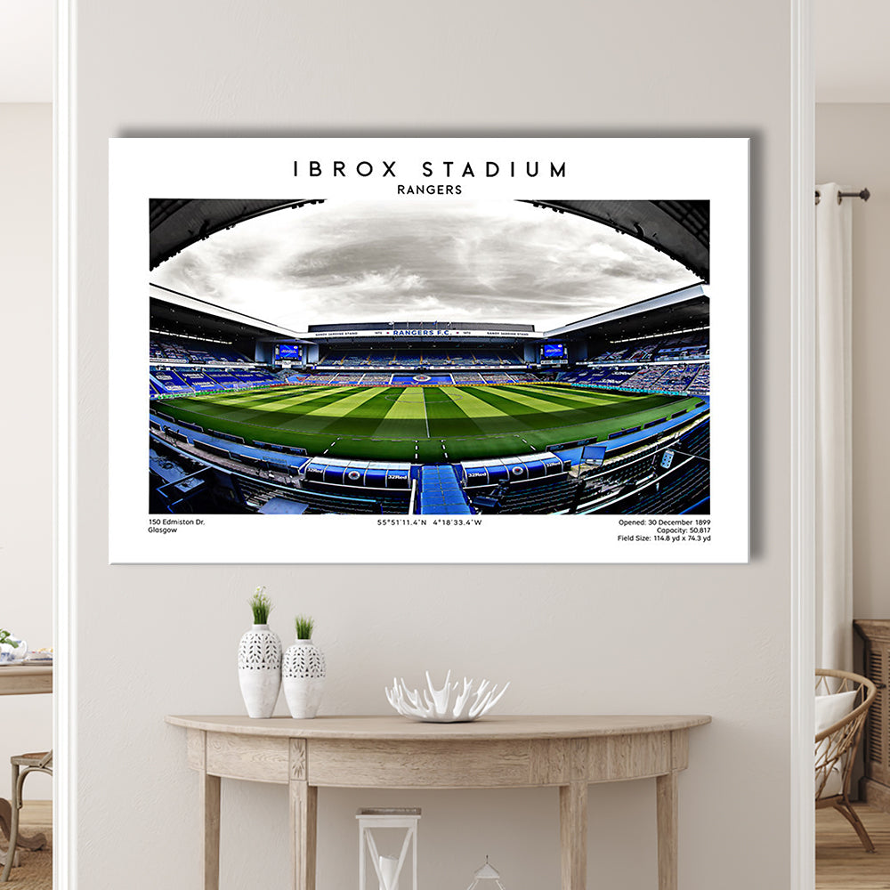 Ibrox Stadium, Rangers Football Wall Art, Scottish Football Print 1, Sport Art Print, Canvas Print Wall Art, Man Cave Gift