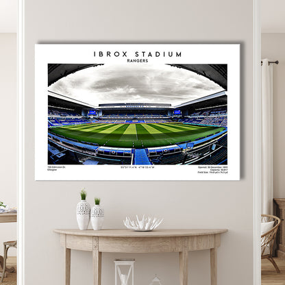 Ibrox Stadium, Rangers Football Wall Art, Scottish Football Print 1, Sport Art Print, Canvas Print Wall Art, Man Cave Gift