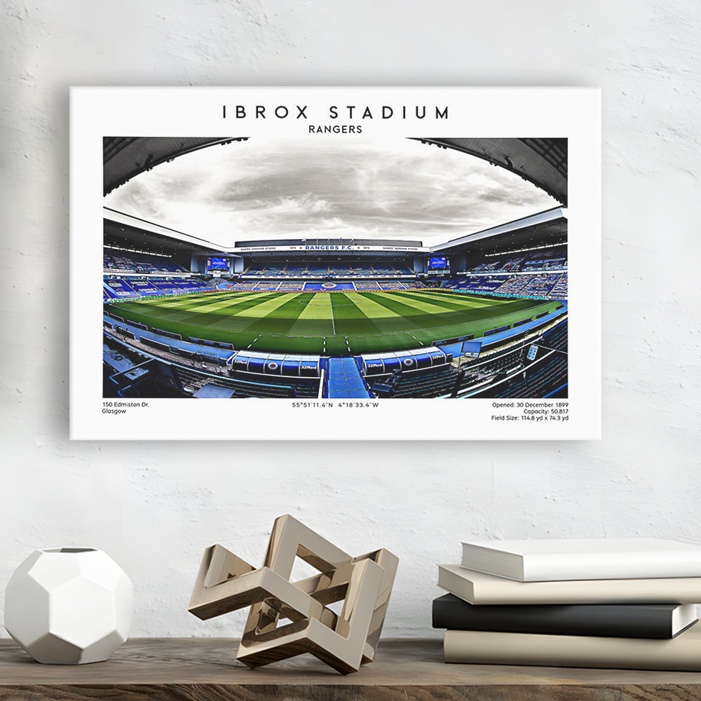 Ibrox Stadium, Rangers Football Wall Art, Scottish Football Print 1, Sport Art Print, Canvas Print Wall Art, Man Cave Gift