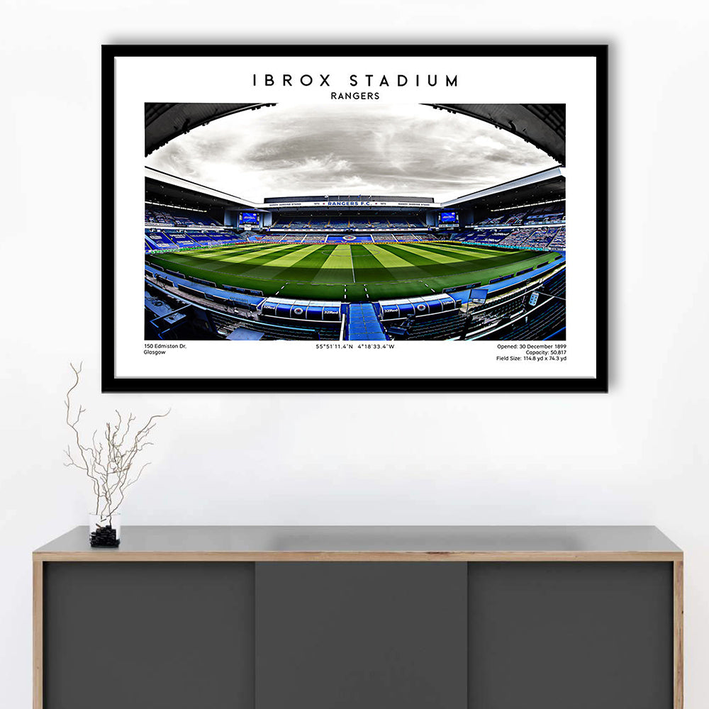 Ibrox Stadium, Rangers Football Wall Art, Scottish Football Print 1, Sport Art Print, Framed Art Print Wall Decor
