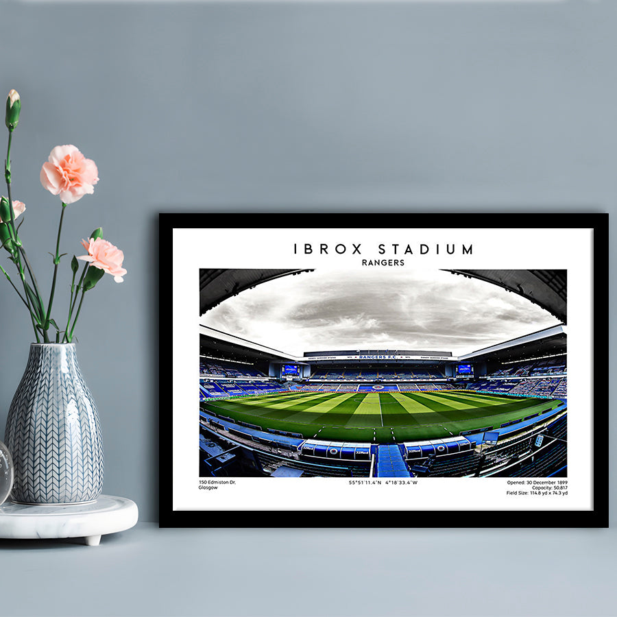 Ibrox Stadium, Rangers Football Wall Art, Scottish Football Print 1, Sport Art Print, Framed Art Print Wall Decor
