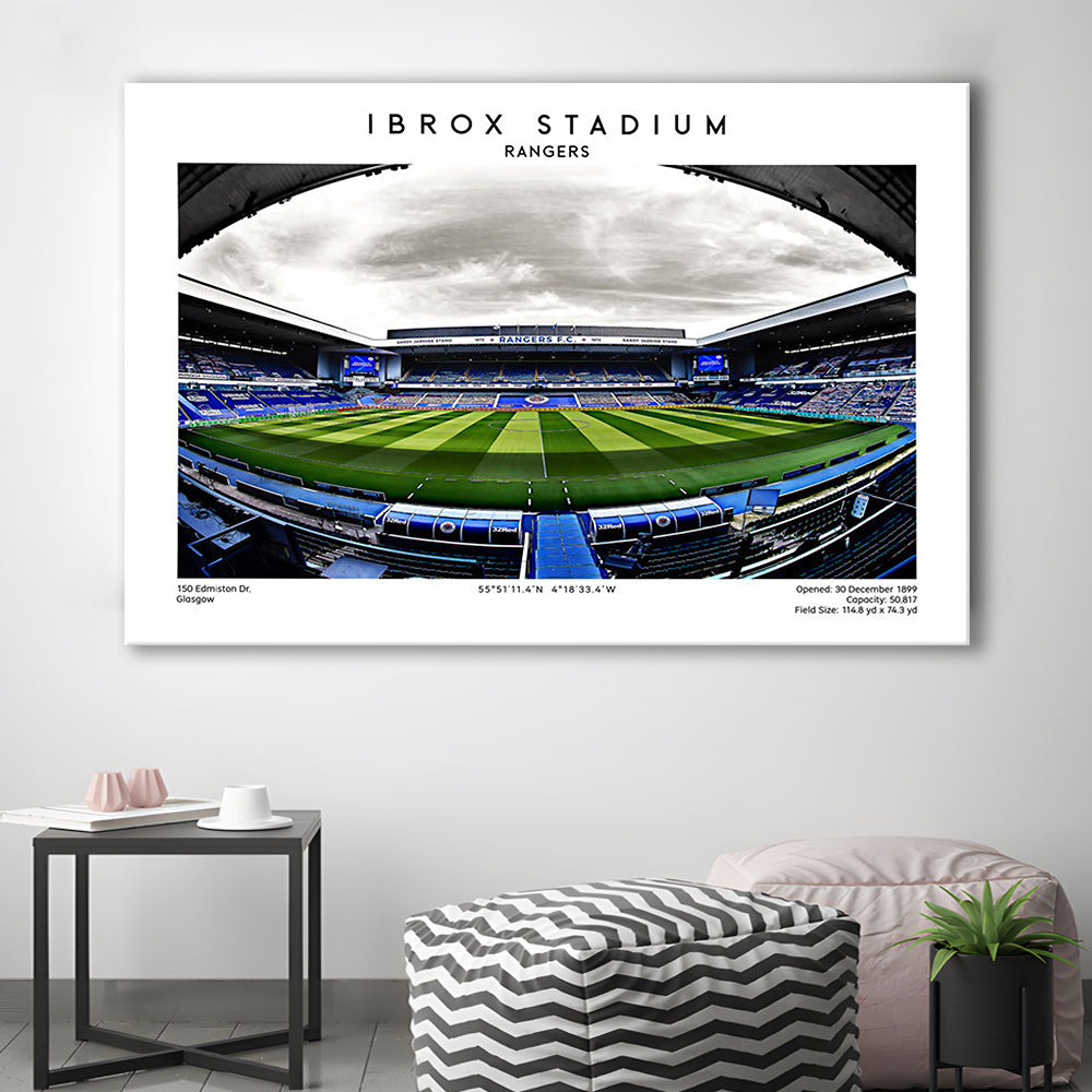 Ibrox Stadium, Rangers Football Wall Art, Scottish Football Print 1, Sport Art Print, Canvas Print Wall Art, Man Cave Gift