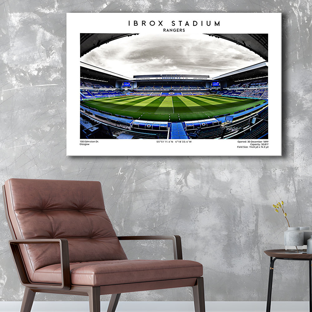 Ibrox Stadium, Rangers Football Wall Art, Scottish Football Print 1, Sport Art Print, Canvas Print Wall Art, Man Cave Gift