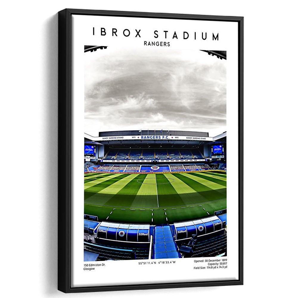 Ibrox Stadium, Rangers Football Wall Art, Scottish Football Print, Framed Canvas Prints Wall Art