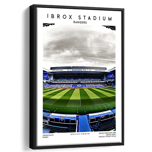Ibrox Stadium, Rangers Football Wall Art, Scottish Football Print, Framed Canvas Prints Wall Art