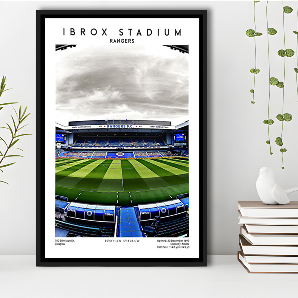 Ibrox Stadium, Rangers Football Wall Art, Scottish Football Print, Framed Canvas Prints Wall Art
