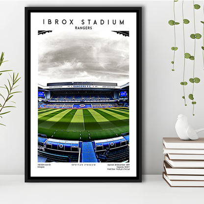 Ibrox Stadium, Rangers Football Wall Art, Scottish Football Print, Framed Canvas Prints Wall Art