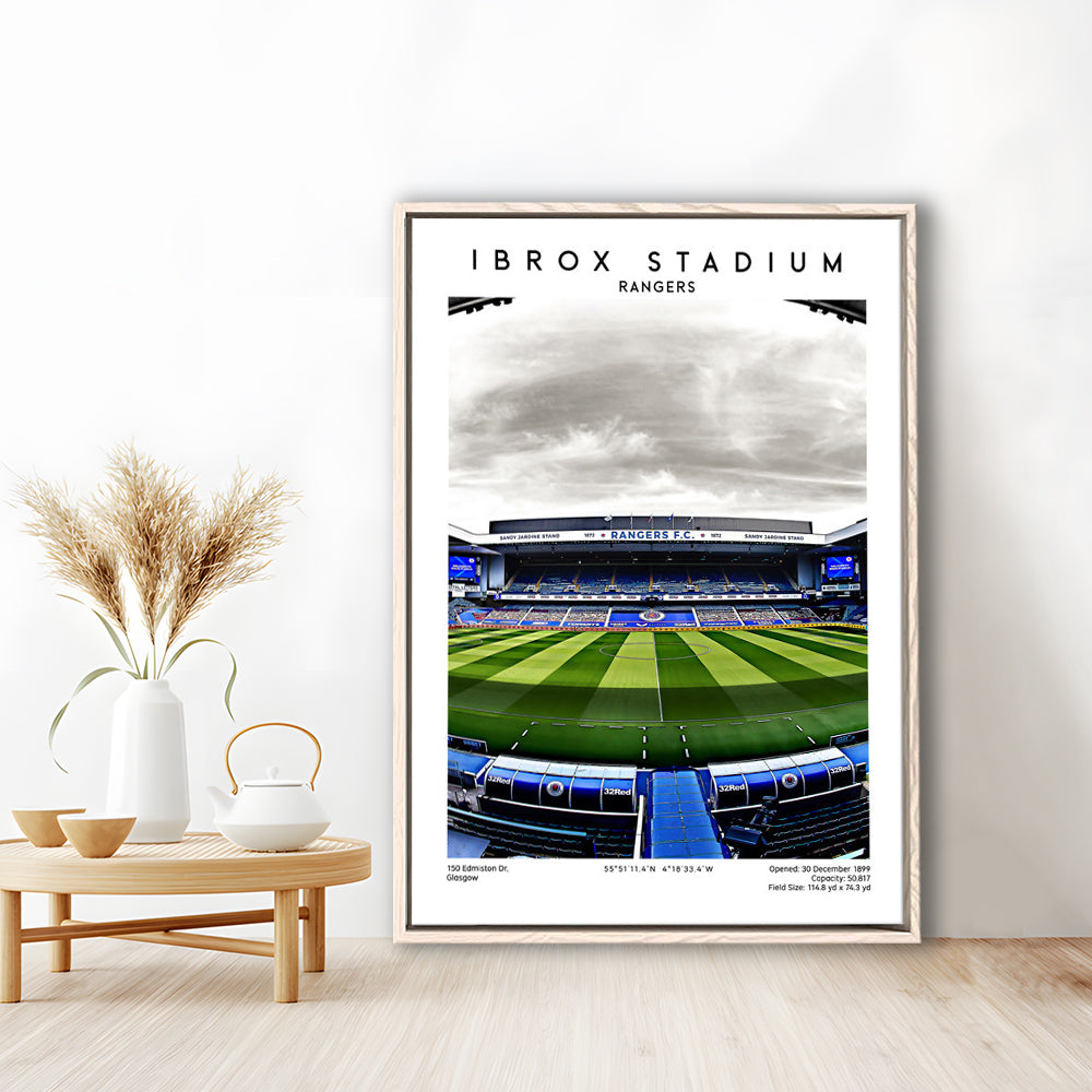 Ibrox Stadium, Rangers Football Wall Art, Scottish Football Print, Framed Canvas Prints Wall Art