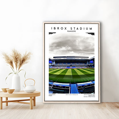 Ibrox Stadium, Rangers Football Wall Art, Scottish Football Print, Framed Canvas Prints Wall Art