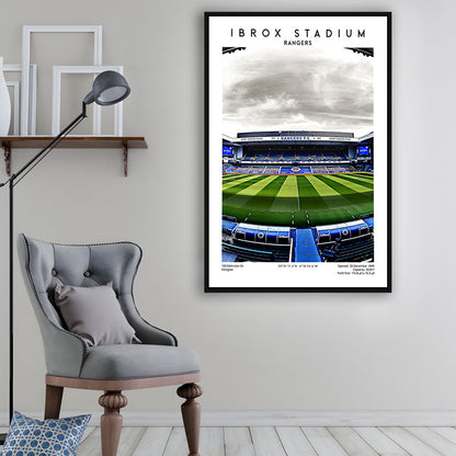 Ibrox Stadium, Rangers Football Wall Art, Scottish Football Print, Framed Canvas Prints Wall Art