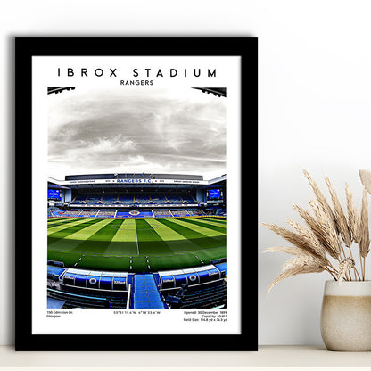 Ibrox Stadium, Rangers Football Wall Art, Scottish Football Print, Framed Art Prints Wall Decor