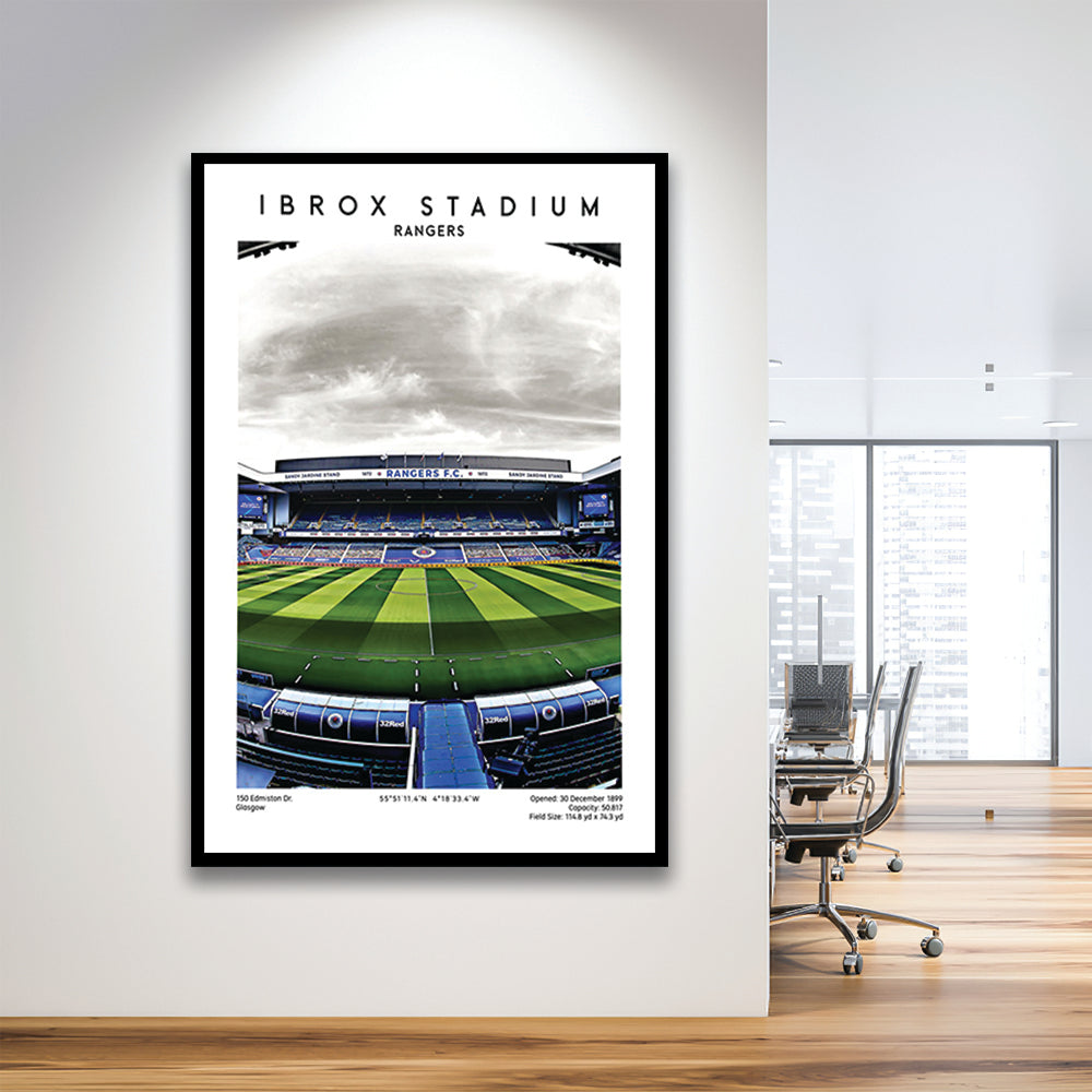Ibrox Stadium, Rangers Football Wall Art, Scottish Football Print, Framed Art Prints Wall Decor