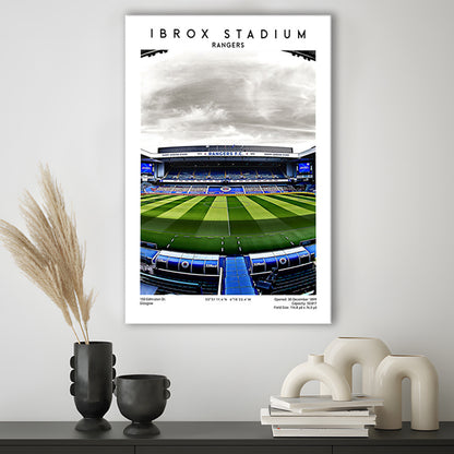 Ibrox Stadium, Rangers Football Wall Art, Scottish Football Print, Canvas Prints Wall Art, Man Cave Decor