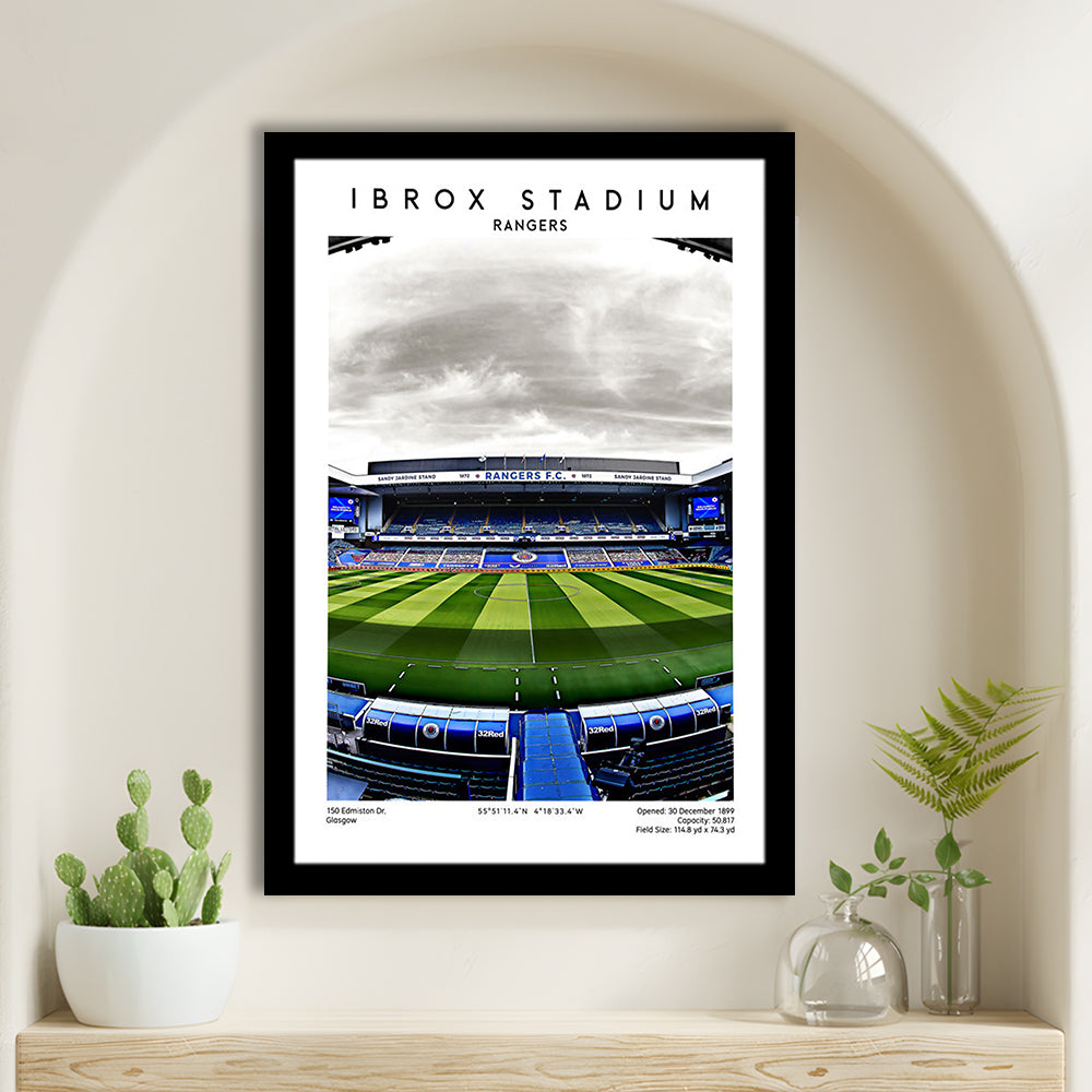 Ibrox Stadium, Rangers Football Wall Art, Scottish Football Print, Framed Art Prints Wall Decor