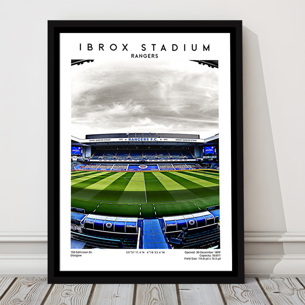 Ibrox Stadium, Rangers Football Wall Art, Scottish Football Print, Framed Canvas Prints Wall Art