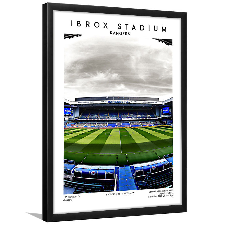 Ibrox Stadium, Rangers Football Wall Art, Scottish Football Print, Framed Art Prints Wall Decor