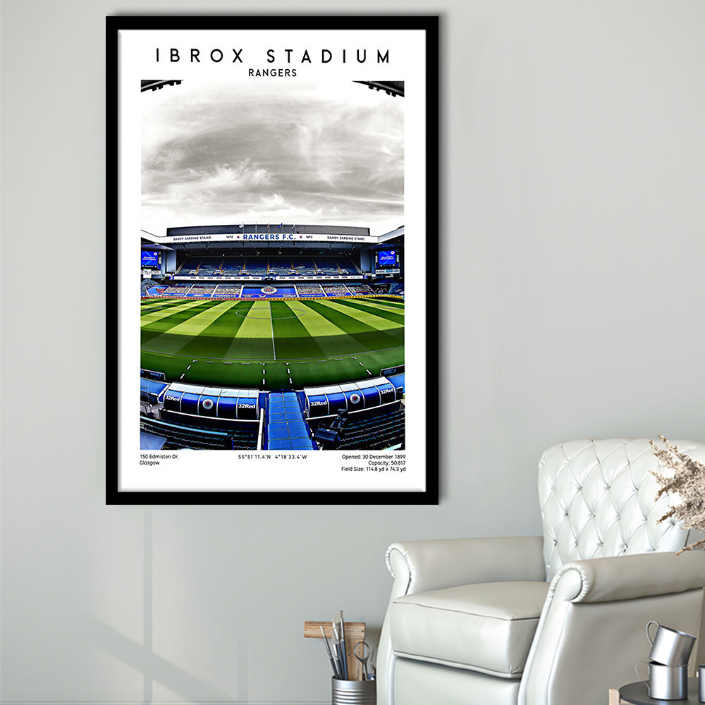 Ibrox Stadium, Rangers Football Wall Art, Scottish Football Print, Framed Art Prints Wall Decor
