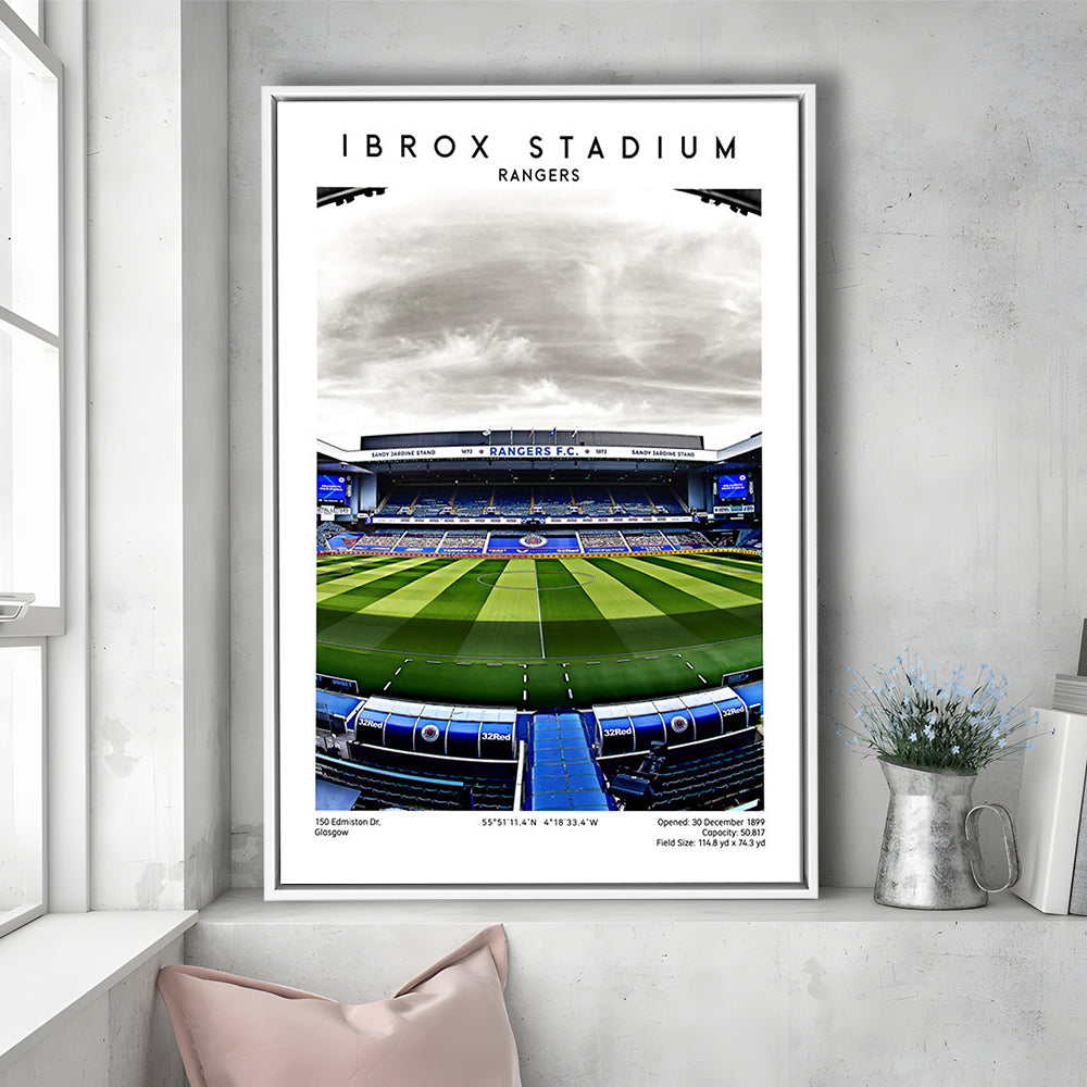 Ibrox Stadium, Rangers Football Wall Art, Scottish Football Print, Framed Canvas Prints Wall Art