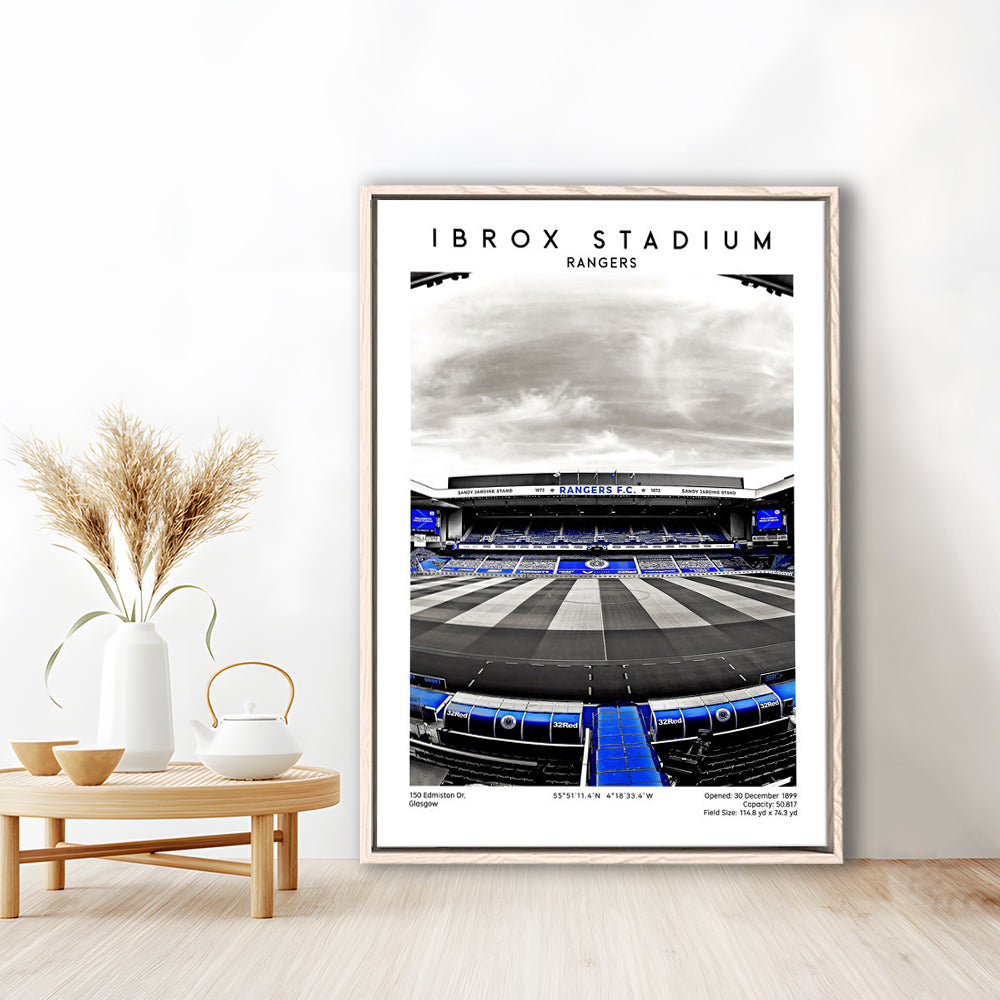 Ibrox Stadium, Rangers Stadium Wall Art Print, Scottish Football Decor 1, Framed Canvas Prints Wall Art