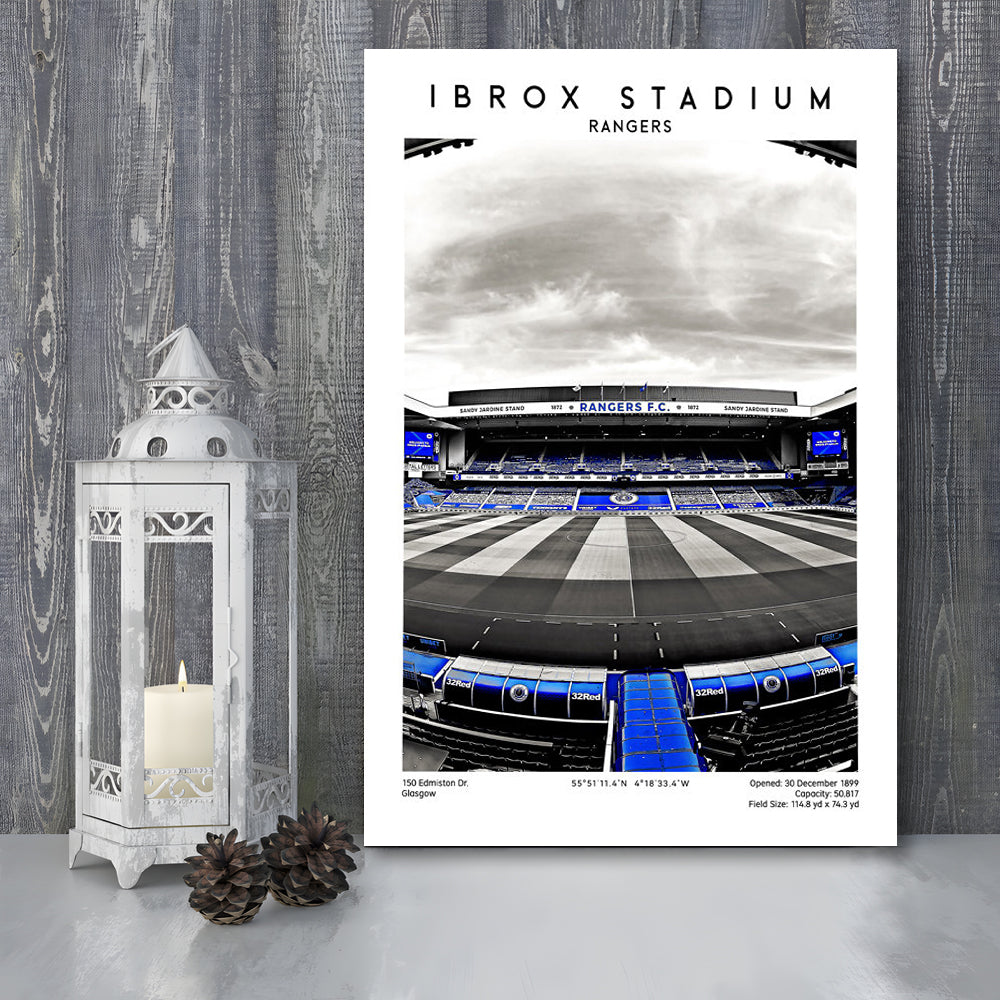 Ibrox Stadium, Rangers Stadium Wall Art Print, Scottish Football Decor 1, Canvas Prints Wall Art, Man Cave Decor