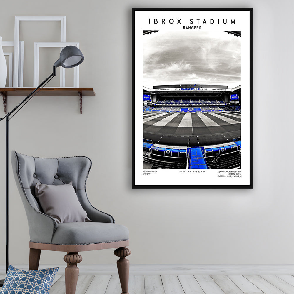 Ibrox Stadium, Rangers Stadium Wall Art Print, Scottish Football Decor 1, Framed Canvas Prints Wall Art