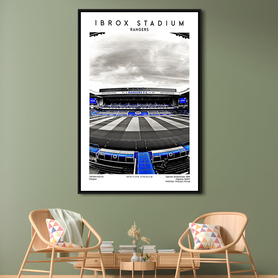 Ibrox Stadium, Rangers Stadium Wall Art Print, Scottish Football Decor 1, Framed Canvas Prints Wall Art