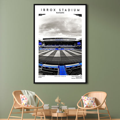 Ibrox Stadium, Rangers Stadium Wall Art Print, Scottish Football Decor 1, Framed Canvas Prints Wall Art