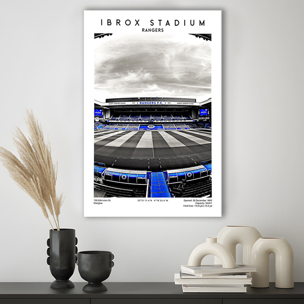 Ibrox Stadium, Rangers Stadium Wall Art Print, Scottish Football Decor 1, Canvas Prints Wall Art, Man Cave Decor