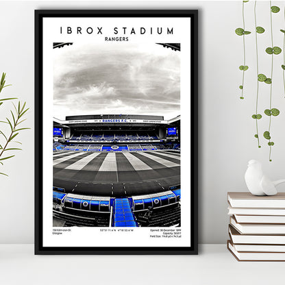 Ibrox Stadium, Rangers Stadium Wall Art Print, Scottish Football Decor 1, Framed Canvas Prints Wall Art