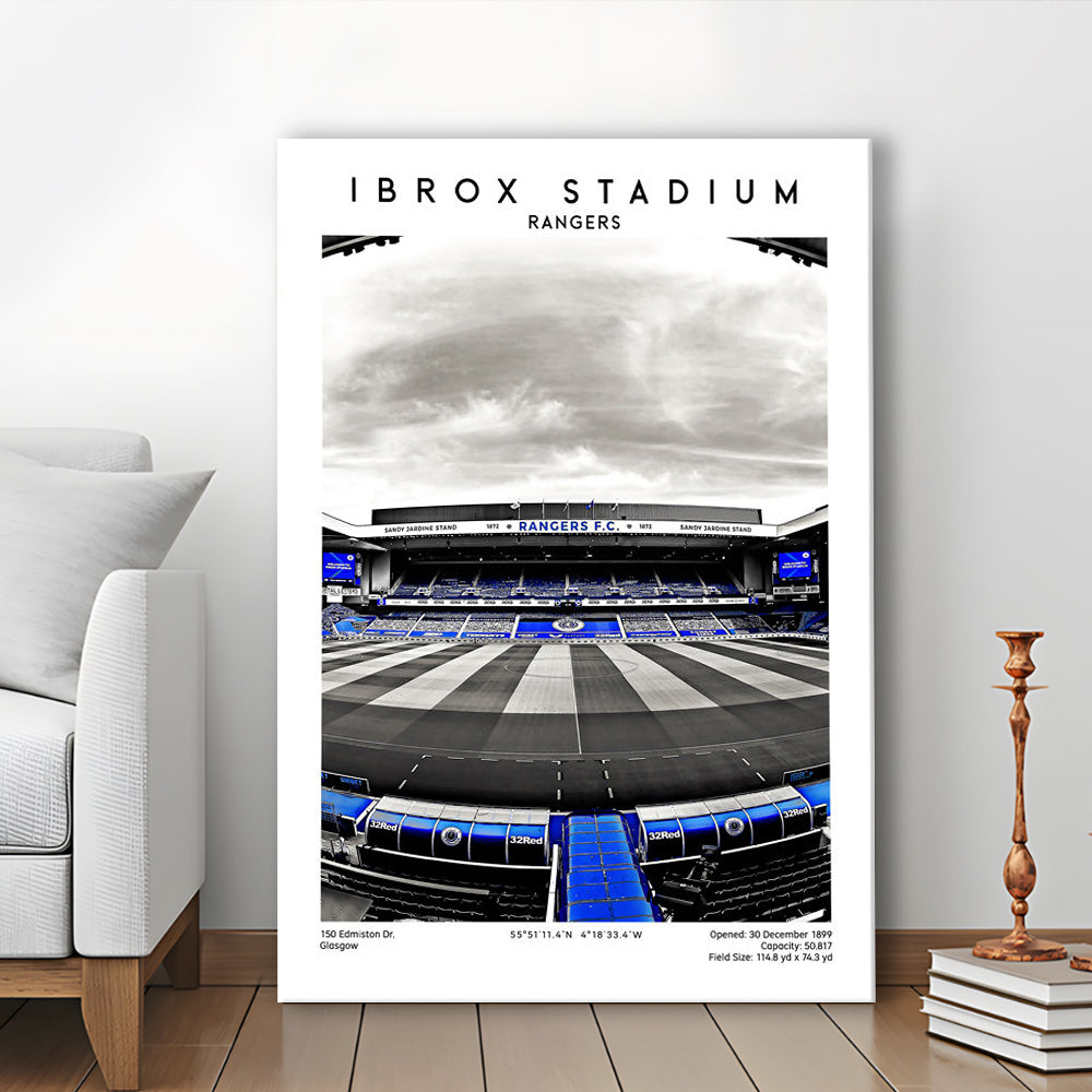 Ibrox Stadium, Rangers Stadium Wall Art Print, Scottish Football Decor 1, Canvas Prints Wall Art, Man Cave Decor