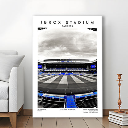 Ibrox Stadium, Rangers Stadium Wall Art Print, Scottish Football Decor 1, Canvas Prints Wall Art, Man Cave Decor