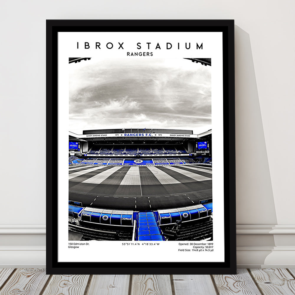 Ibrox Stadium, Rangers Stadium Wall Art Print, Scottish Football Decor 1, Framed Canvas Prints Wall Art