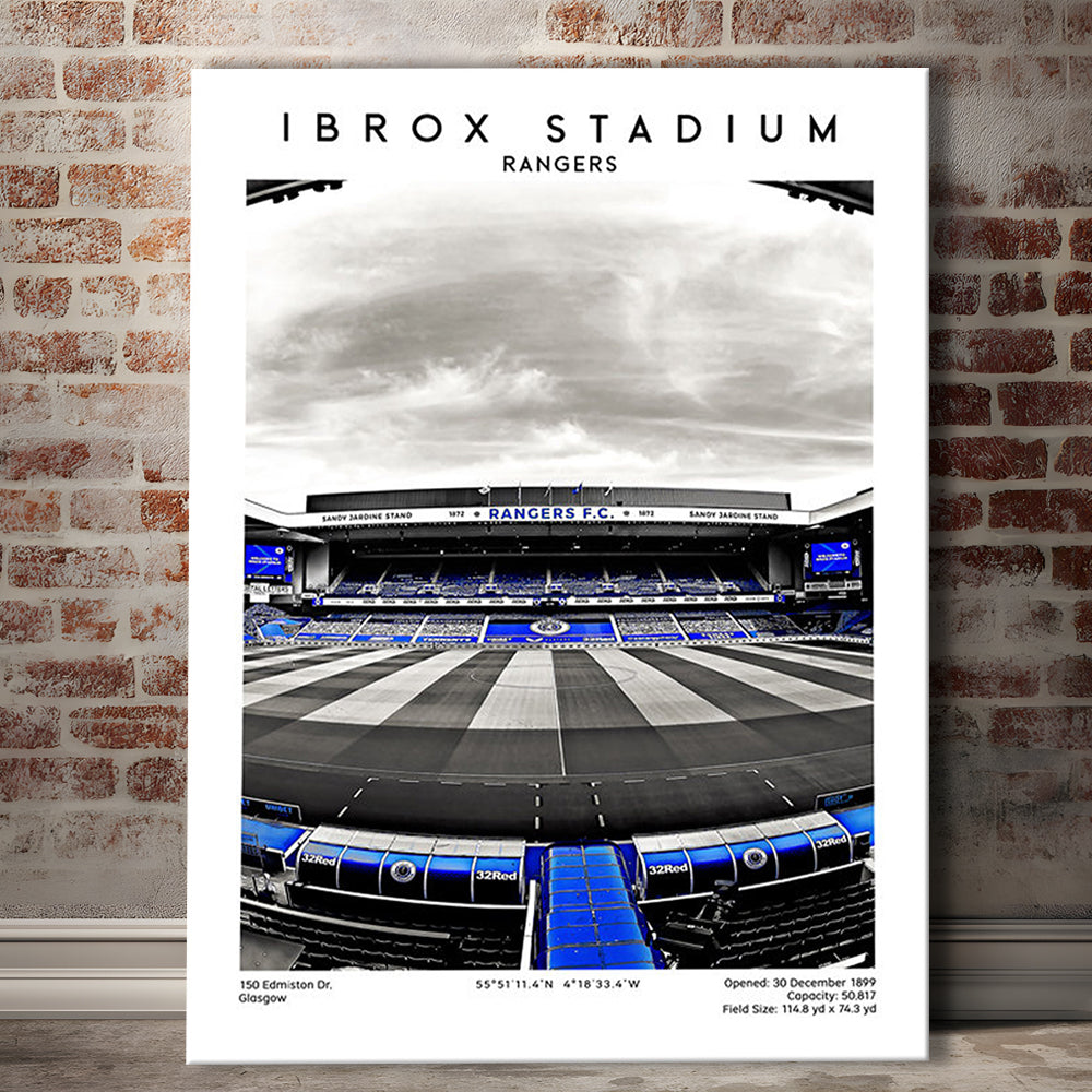 Ibrox Stadium, Rangers Stadium Wall Art Print, Scottish Football Decor 1, Canvas Prints Wall Art, Man Cave Decor