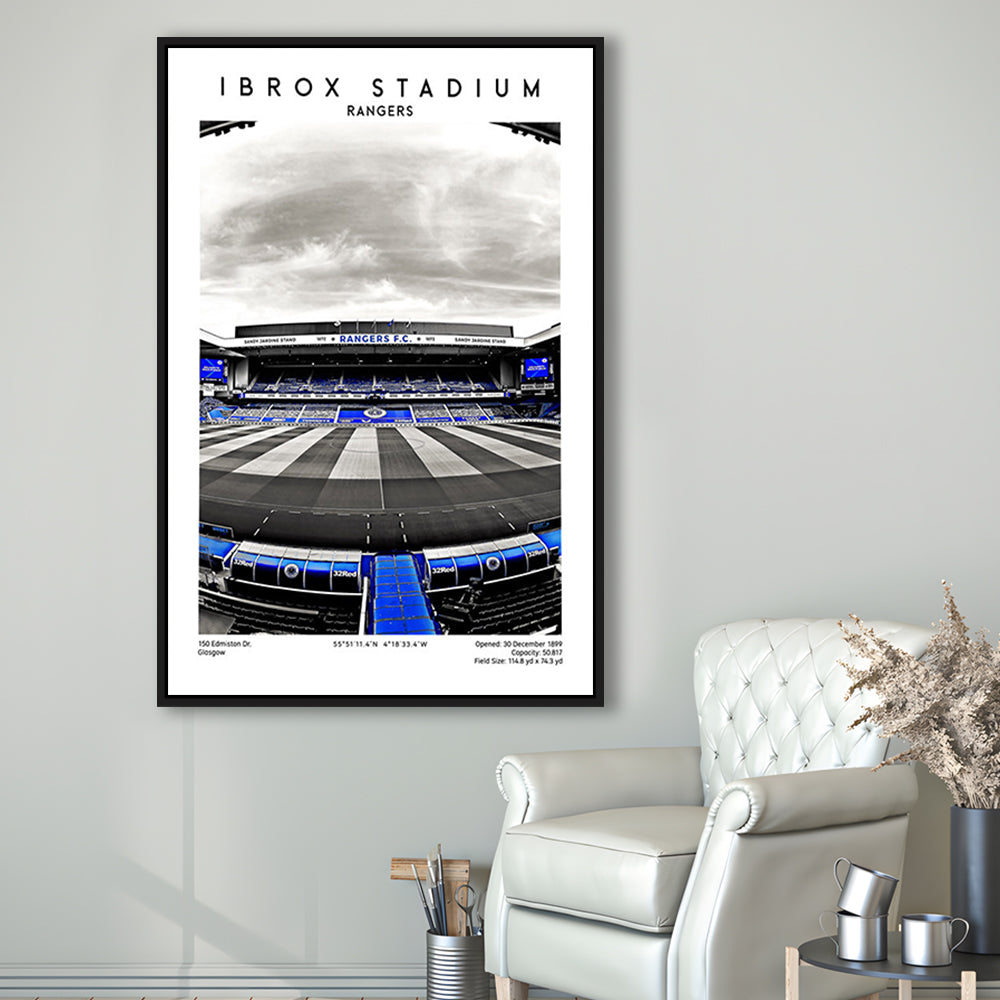Ibrox Stadium, Rangers Stadium Wall Art Print, Scottish Football Decor 1, Framed Canvas Prints Wall Art