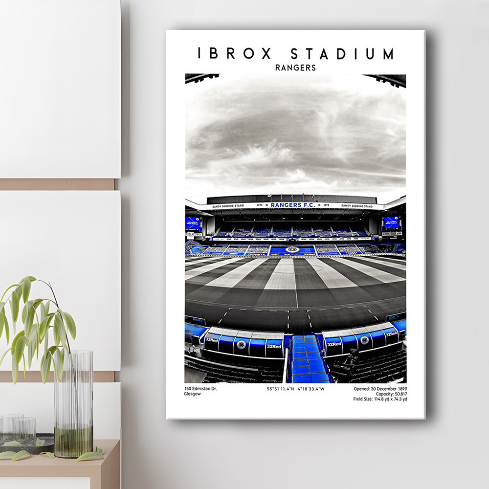 Ibrox Stadium, Rangers Stadium Wall Art Print, Scottish Football Decor 1, Canvas Prints Wall Art, Man Cave Decor