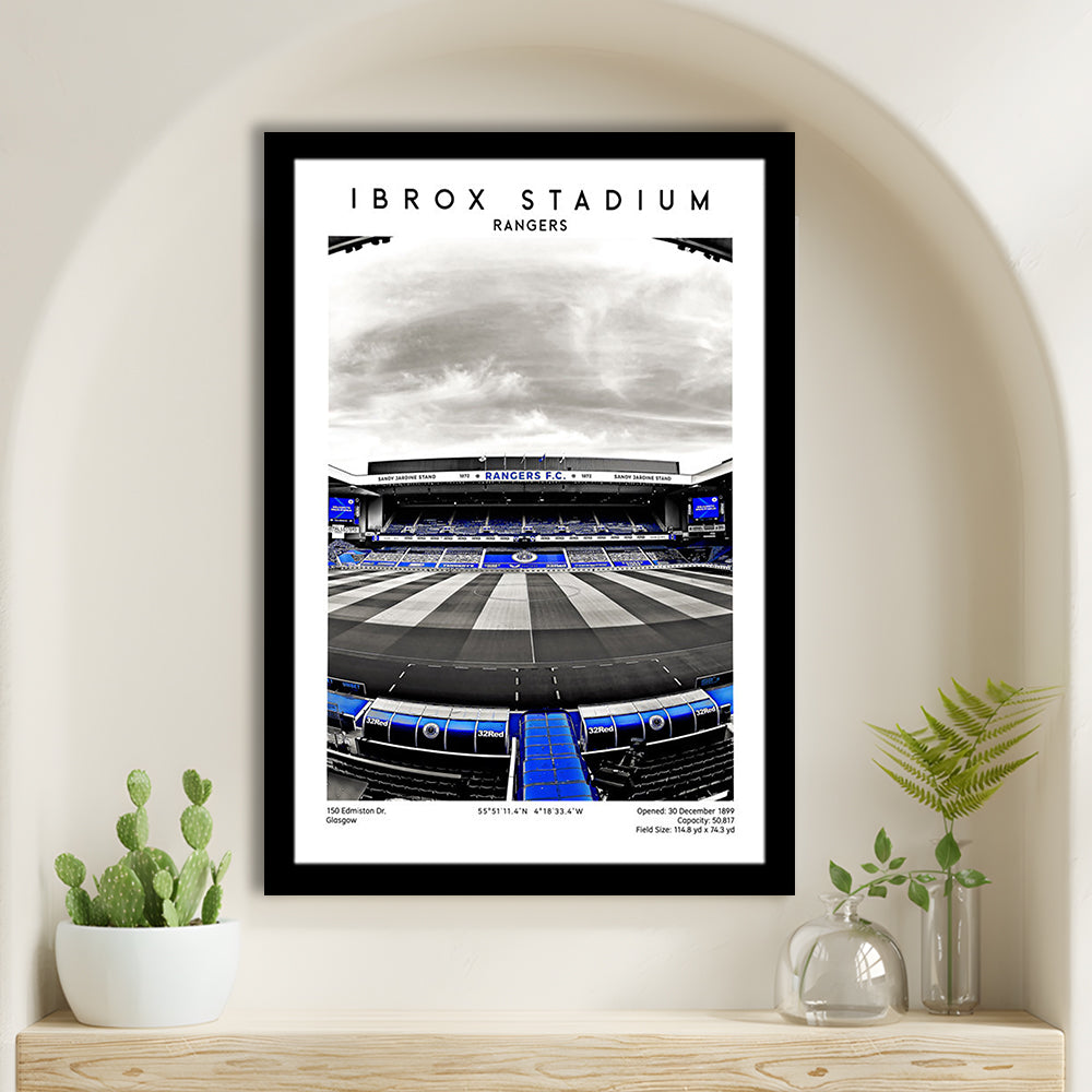 Ibrox Stadium, Rangers Stadium Wall Art Print, Scottish Football Decor 1, Framed Art Prints Wall Decor