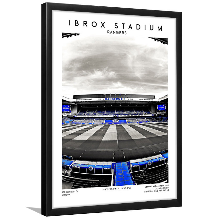 Ibrox Stadium, Rangers Stadium Wall Art Print, Scottish Football Decor 1, Framed Art Prints Wall Decor