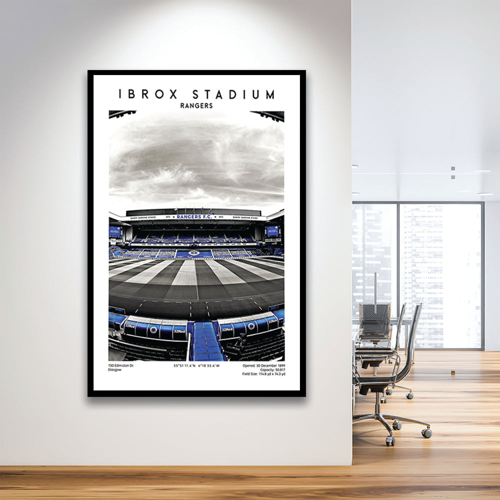 Ibrox Stadium, Rangers Stadium Wall Art Print, Scottish Football Decor 1, Framed Art Prints Wall Decor