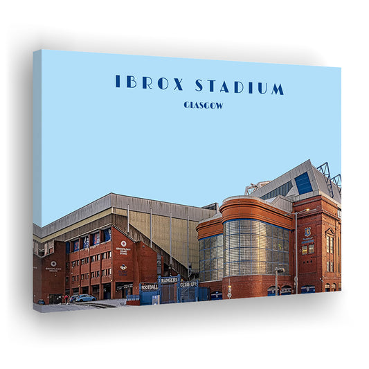 Ibrox Stadium Print, Rangers Football Wall Art, Scottish Soccer, Sport Art Print, Canvas Print Wall Art, Man Cave Gift
