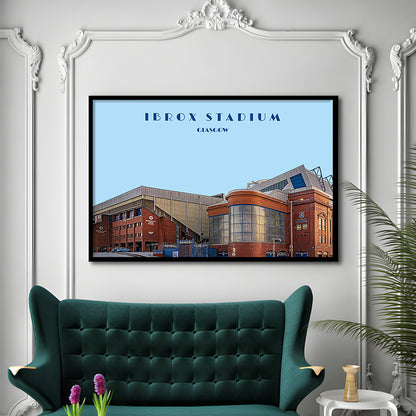 Ibrox Stadium Print, Rangers Football Wall Art, Scottish Soccer, Sport Art Print, Framed Art Print Wall Decor