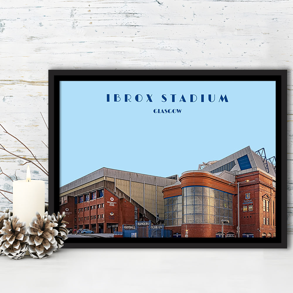 Ibrox Stadium Print, Rangers Football Wall Art, Scottish Soccer, Sport Art Print, Framed Canvas Print Wall Art