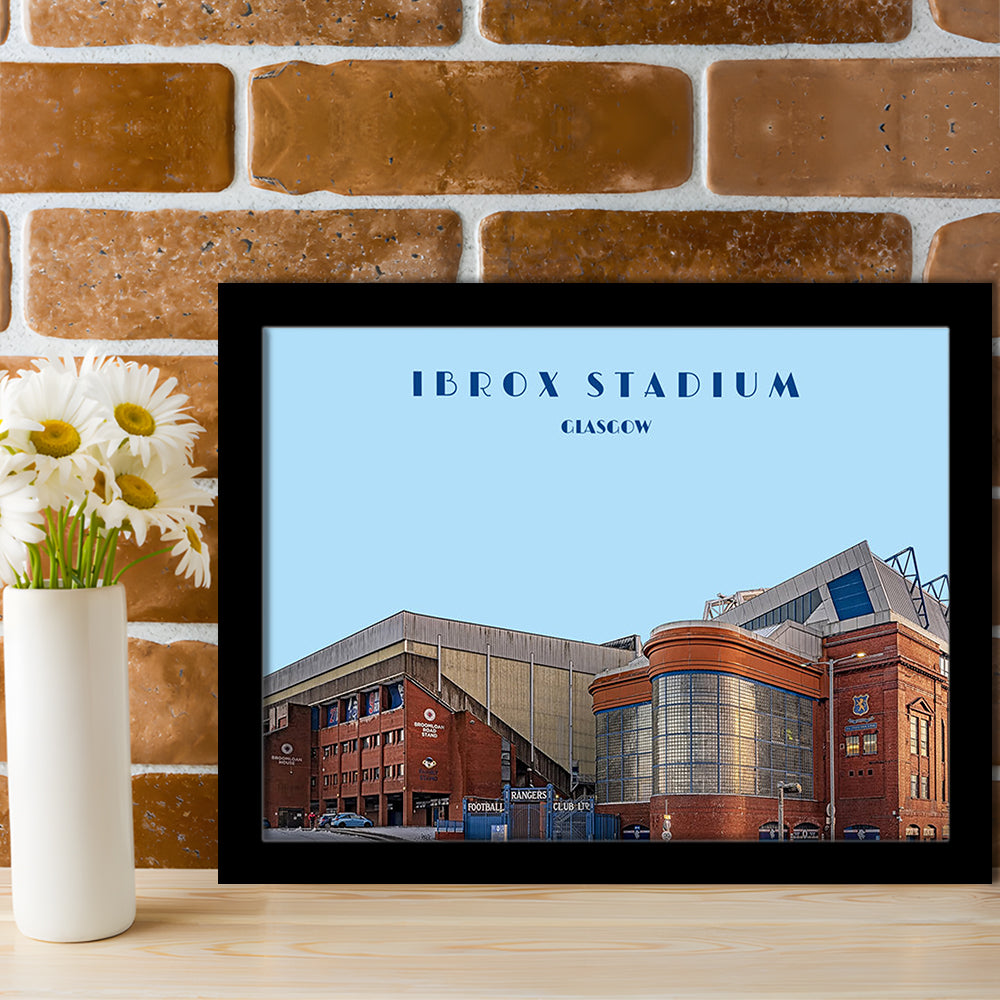 Ibrox Stadium Print, Rangers Football Wall Art, Scottish Soccer, Sport Art Print, Framed Art Print Wall Decor