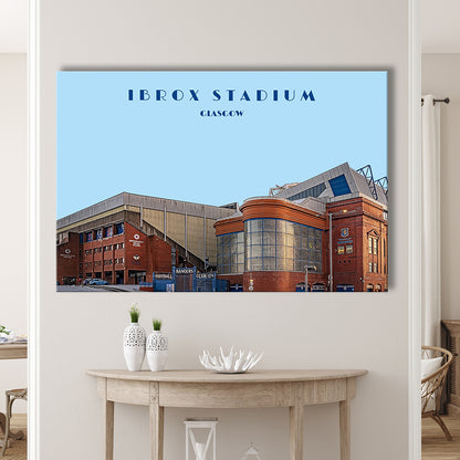 Ibrox Stadium Print, Rangers Football Wall Art, Scottish Soccer, Sport Art Print, Canvas Print Wall Art, Man Cave Gift