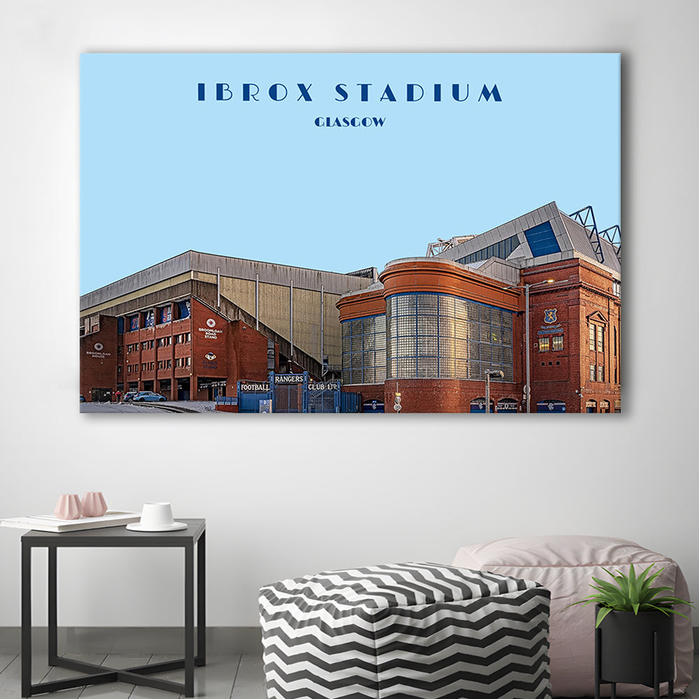 Ibrox Stadium Print, Rangers Football Wall Art, Scottish Soccer, Sport Art Print, Canvas Print Wall Art, Man Cave Gift
